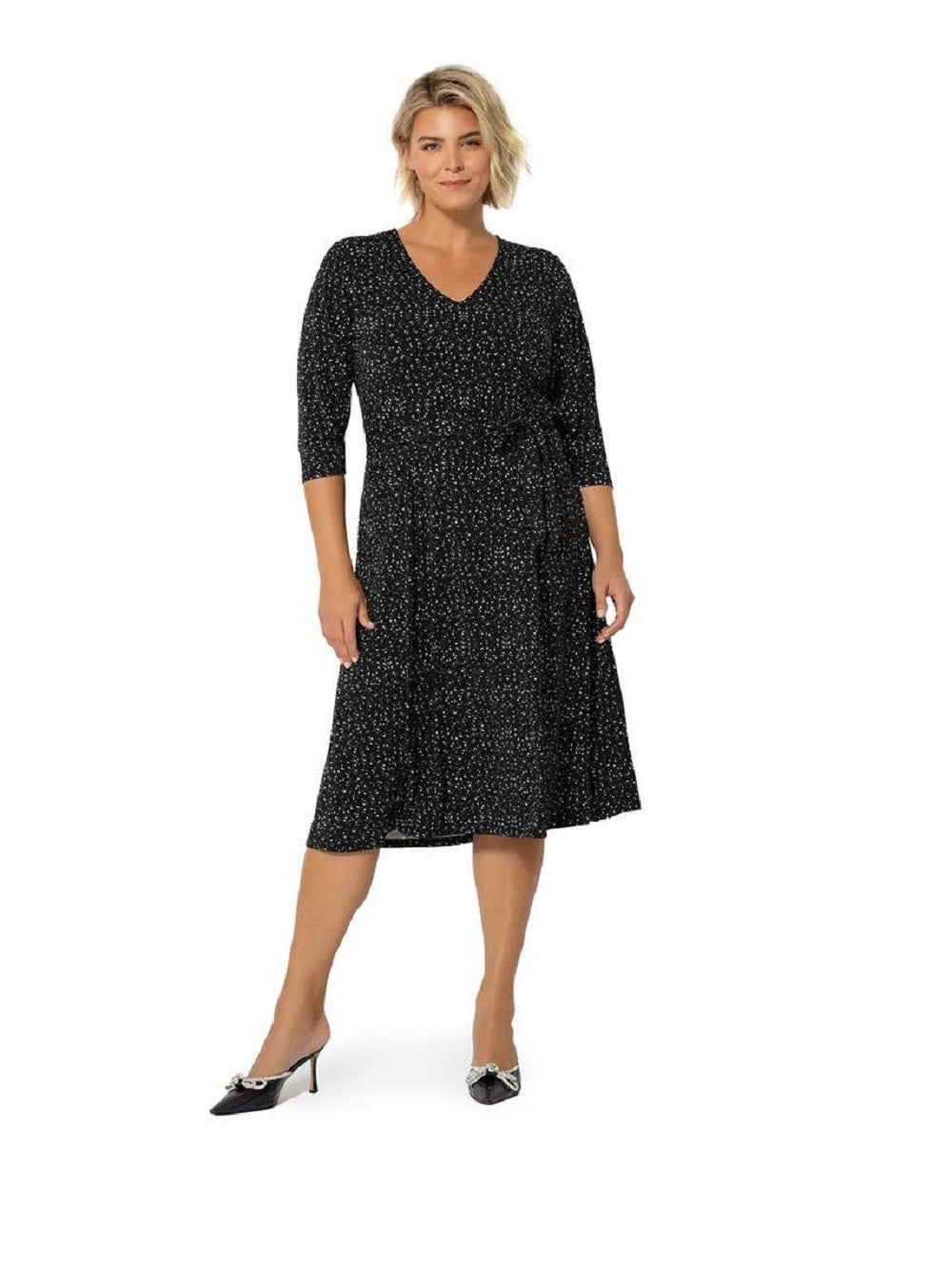 Vestido Eliza com cinto atualizado para mulheres Leota, preto, tamanho 3X
