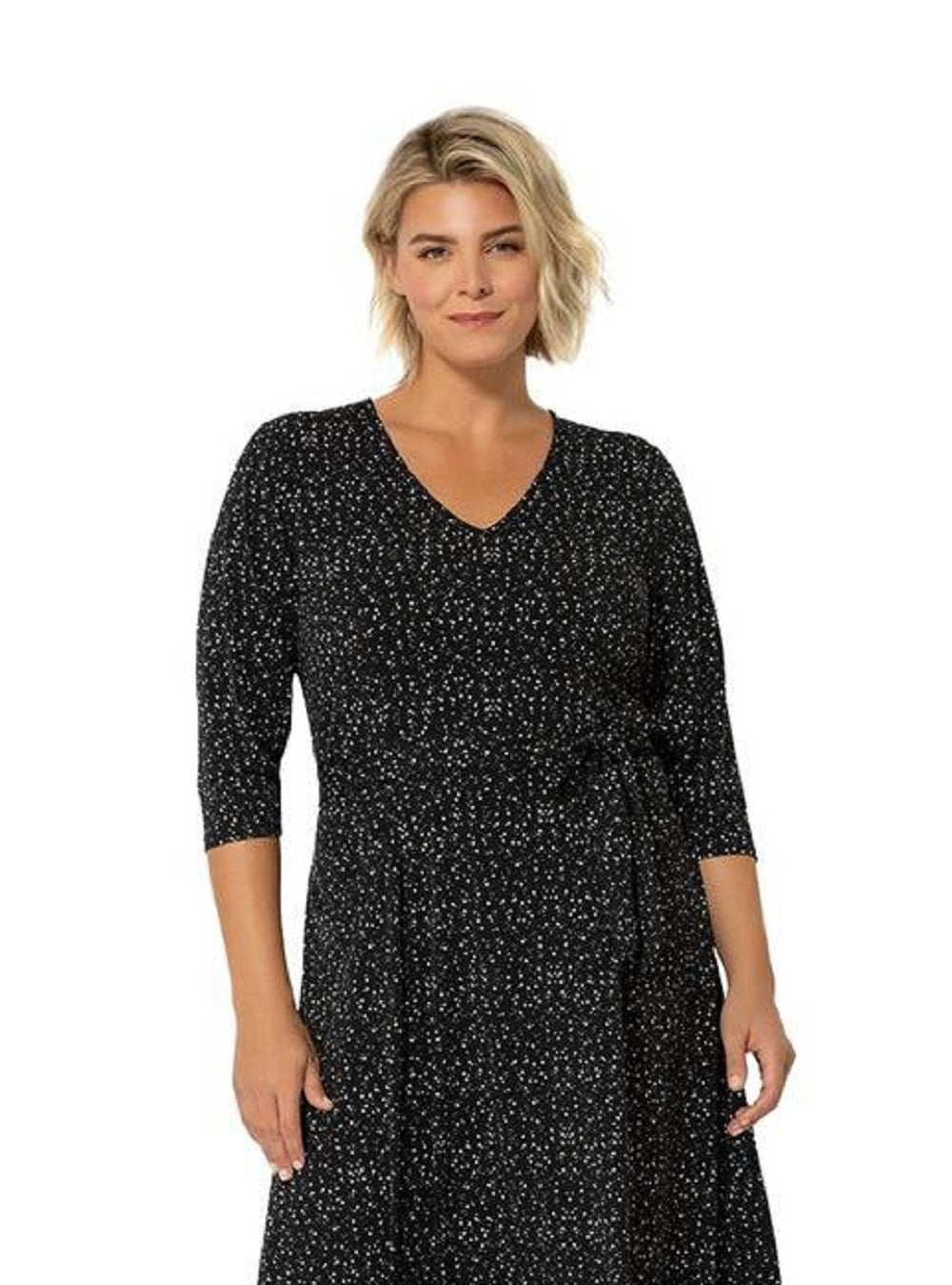 Vestido Eliza com cinto atualizado para mulheres Leota, preto, tamanho 3X
