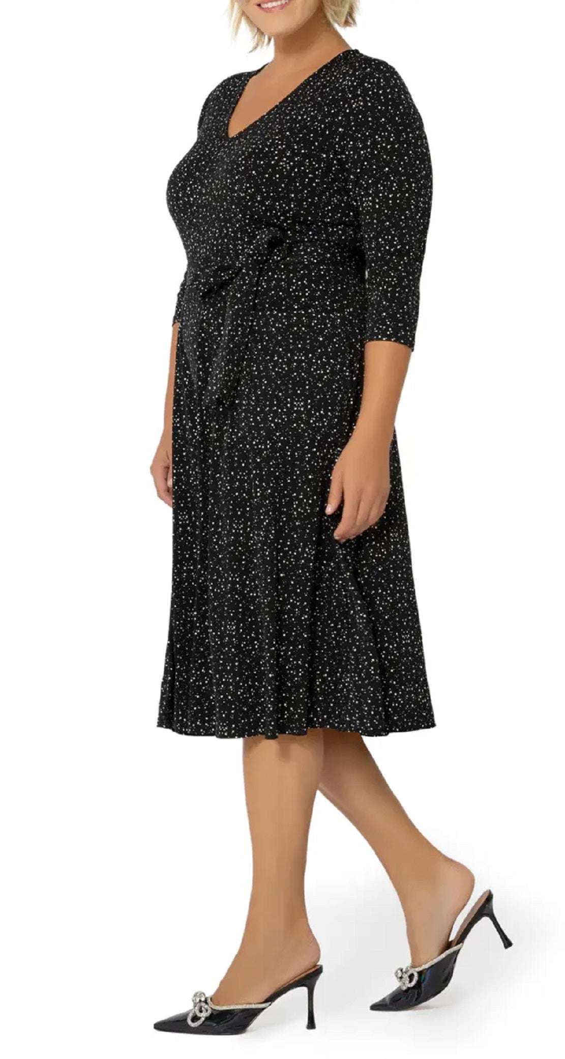 Vestido Eliza com cinto atualizado para mulheres Leota, preto, tamanho 3X