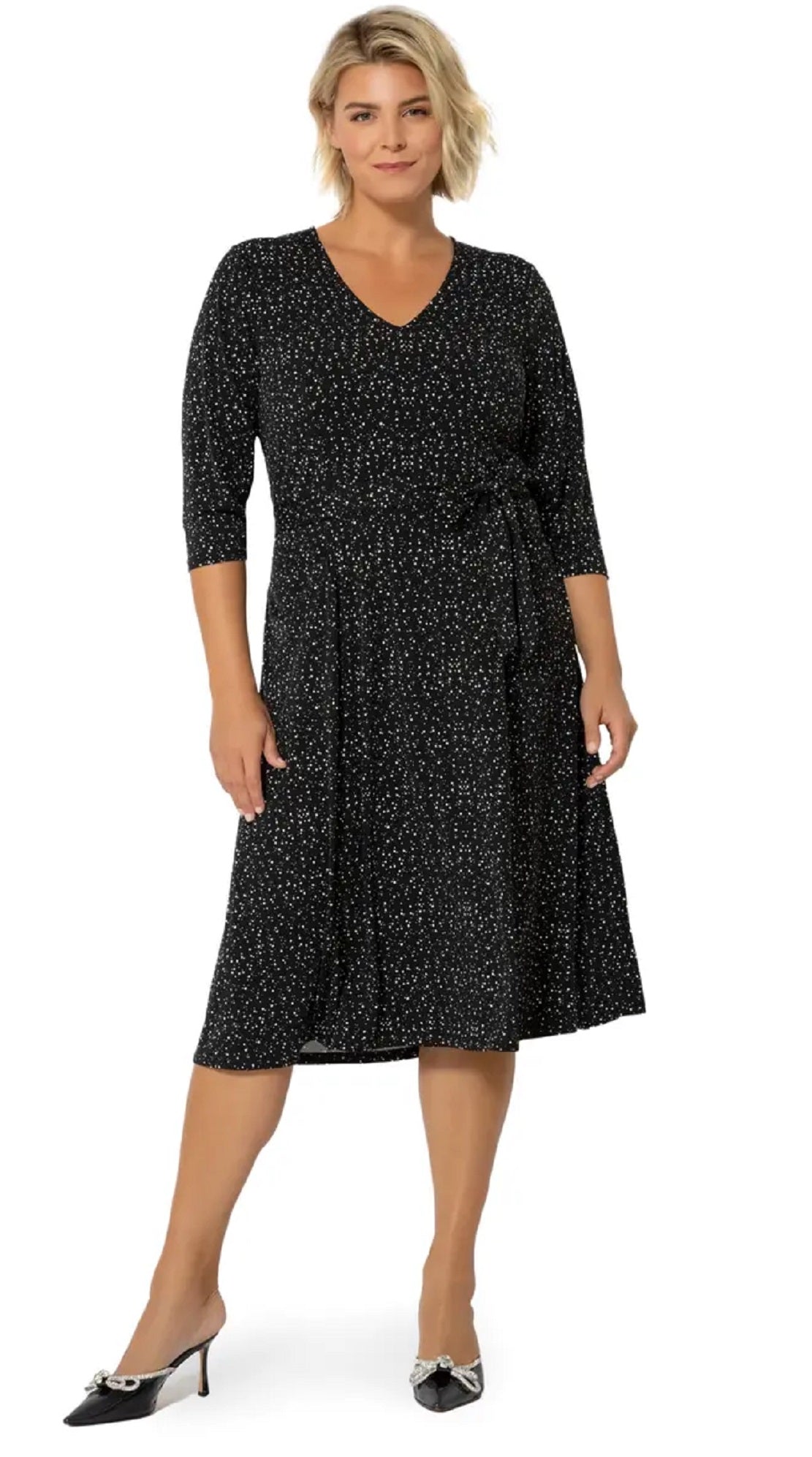 Vestido Eliza com cinto atualizado para mulheres Leota, preto, tamanho 3X