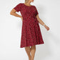 Vestido midi de malha com estampa Brittany e ajuste evasê Leota feminino, roxo