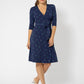 Vestido envelope perfeito de manga curta feminino Leota azul