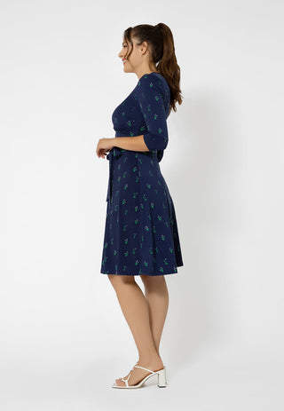 Vestido envelope perfeito de manga curta feminino Leota azul