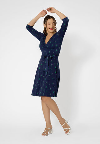 Vestido envelope perfeito de manga curta feminino Leota azul