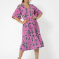 Vestido midi de malha Zoe de manga curta feminino Leota rosa