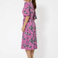 Vestido midi de malha Zoe de manga curta feminino Leota rosa
