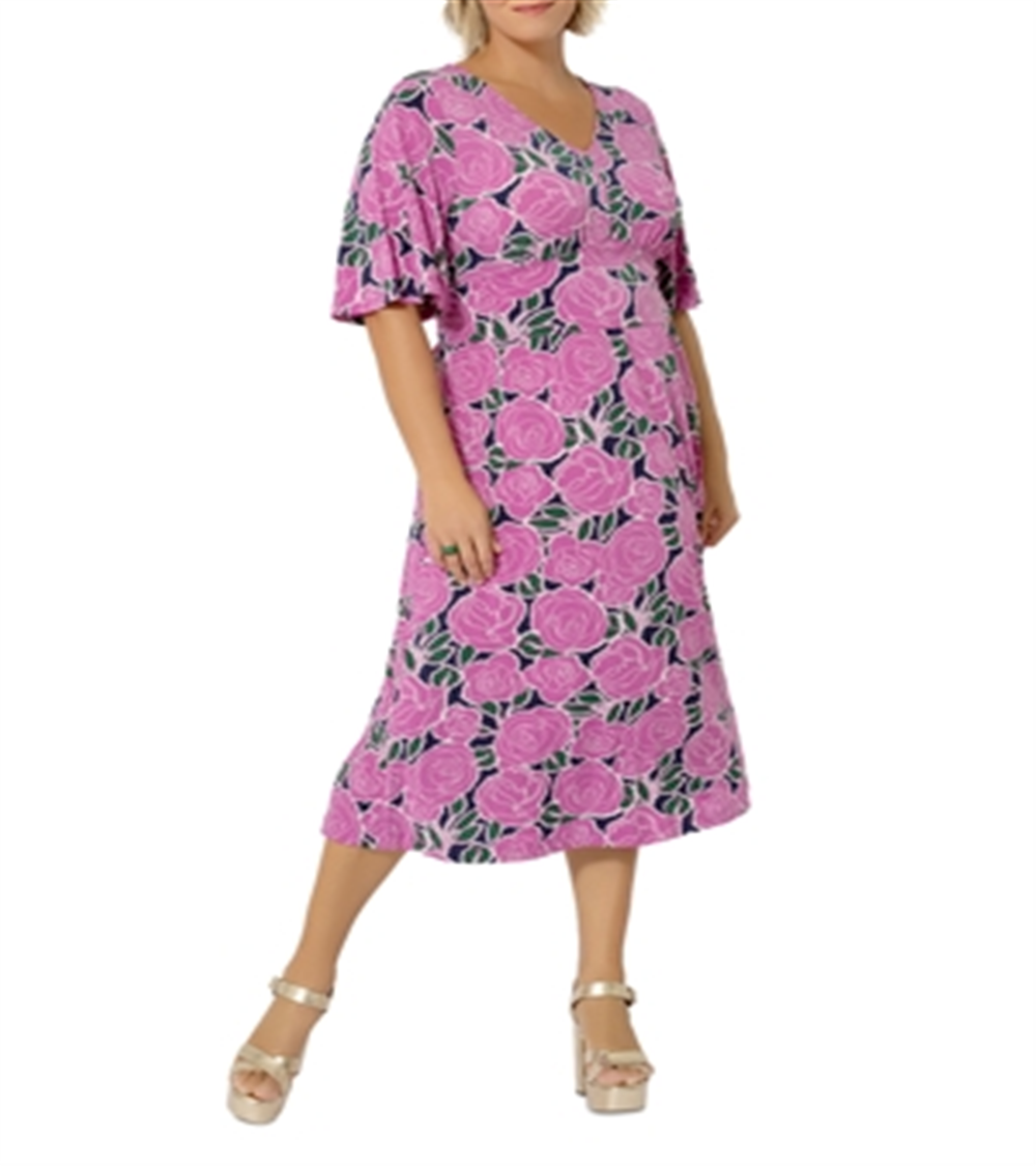 Vestido midi Zoe feminino Leota roxo tamanho 2X