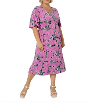 Vestido midi Zoe feminino Leota roxo tamanho 2X