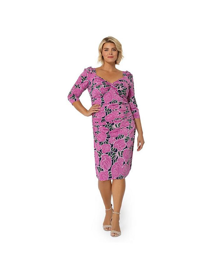 Vestido feminino Leota Marielle com estampa floral roxo tamanho 3X