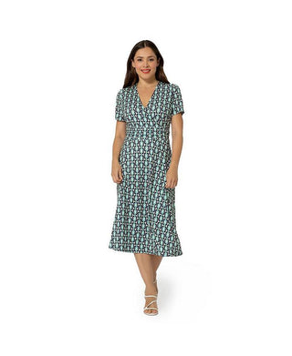 Leota Women's Amiya Midi Perfect Wrap Dress Blue Size Small