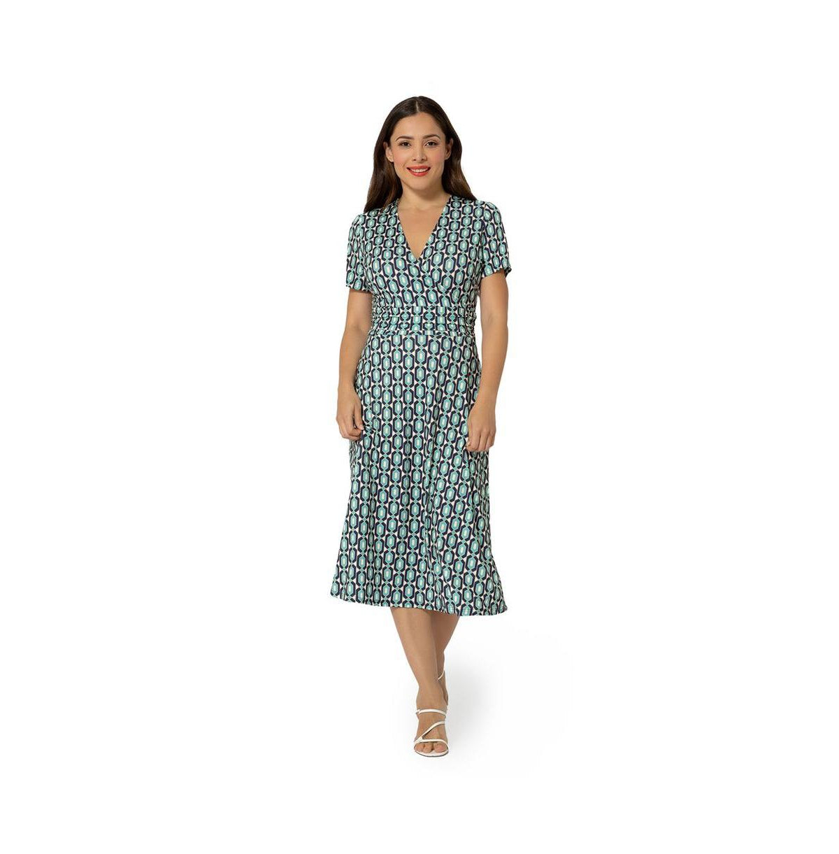 Vestido envelope midi perfeito Amiya da Leota para mulheres, azul, tamanho pequeno