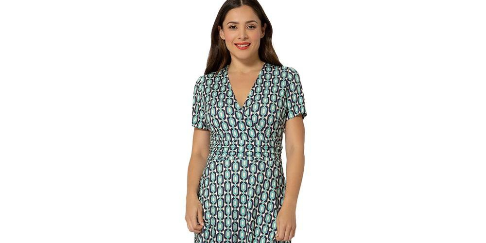Vestido envelope midi perfeito Amiya da Leota para mulheres, azul, tamanho pequeno