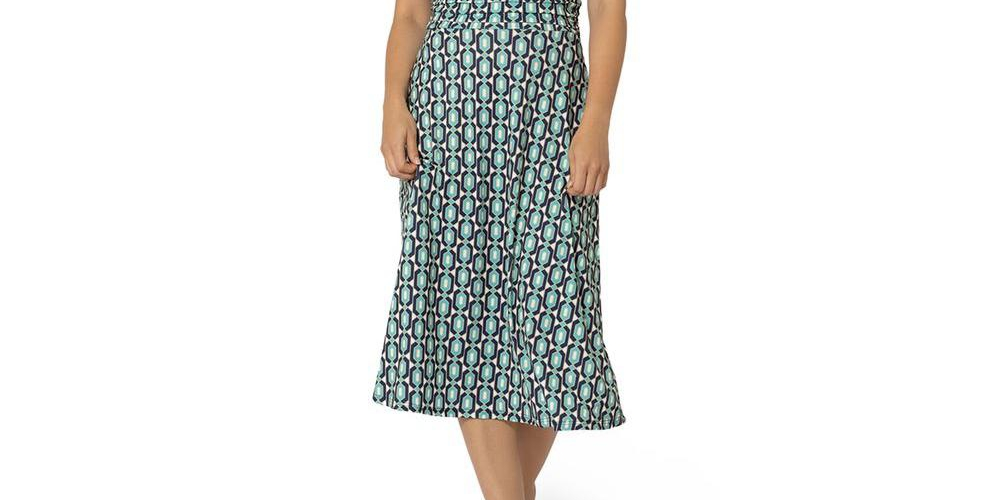 Vestido envelope midi perfeito Amiya da Leota para mulheres, azul, tamanho pequeno