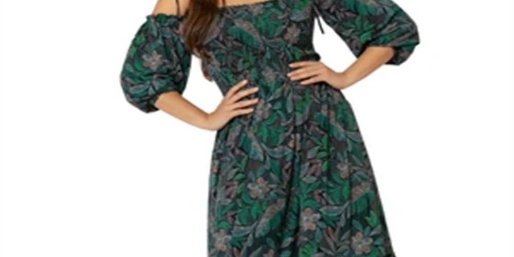 Vestido midi estampado Leota Kelly Lips verde tamanho pequeno