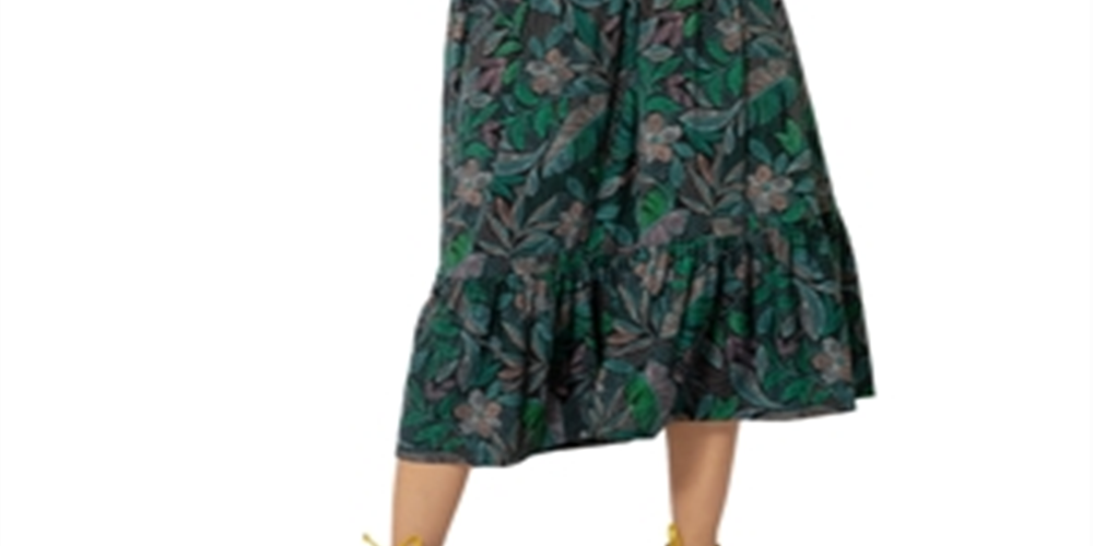 Vestido midi estampado Leota Kelly Lips verde tamanho pequeno