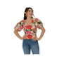 Leota Top Elsa Manga Bufante Feminino Multi Vermelho Tamanho P