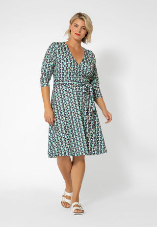 Leota Women's 3/4 Sleeve Perfect Wrap Dress (Curve) Green Size 1X