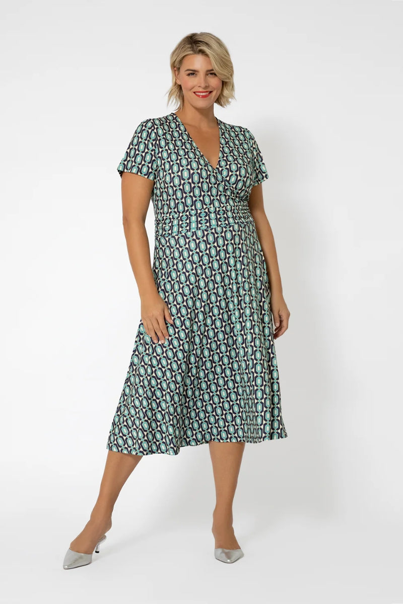 Vestido envelope midi perfeito Amiya feminino Leota azul tamanho 1X