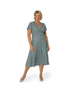 Vestido envelope midi perfeito Amiya feminino Leota Plus azul tamanho 2X