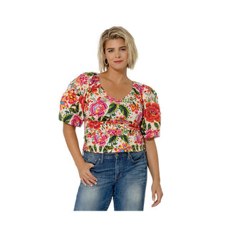 Leota Women's Puff Sleeve Elsa Top Red Size 2X