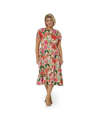 Vestido Michelle com babados em camadas, laranja, Leota Feminino