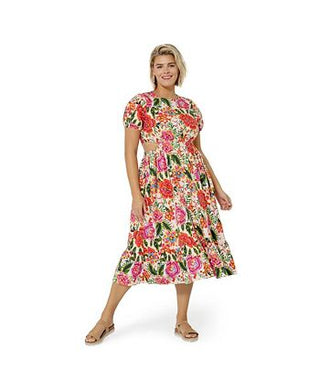 Vestido Michelle com babados em camadas, laranja, Leota Feminino