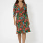 Vestido envelope perfeito com manga 3/4 para mulheres Leota