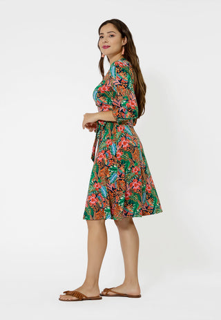 Vestido envelope perfeito com manga 3/4 para mulheres Leota