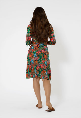 Vestido envelope perfeito com manga 3/4 para mulheres Leota