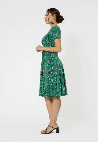 Vestido de malha Brittany de manga curta feminino Leota, verde