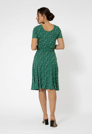 Vestido de malha Brittany de manga curta feminino Leota, verde