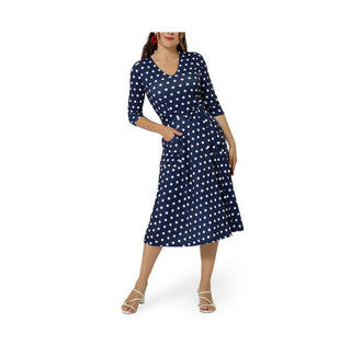 Vestido Eliza com cinto atualizado para mulheres Leota, azul, tamanho pequeno