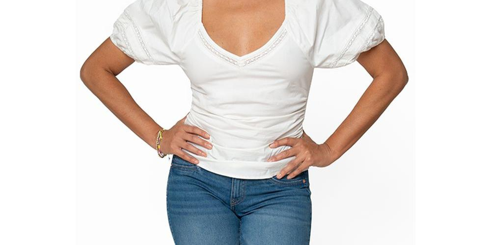Leota Feminino Manga Bufante Elsa Top Branco Tamanho Pequeno