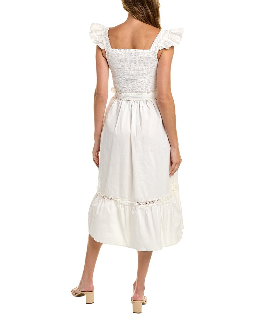 Vestido midi de popeline com cinto Leota, branco, tamanho pequeno