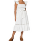Vestido midi de popeline com cinto Leota, branco, tamanho pequeno