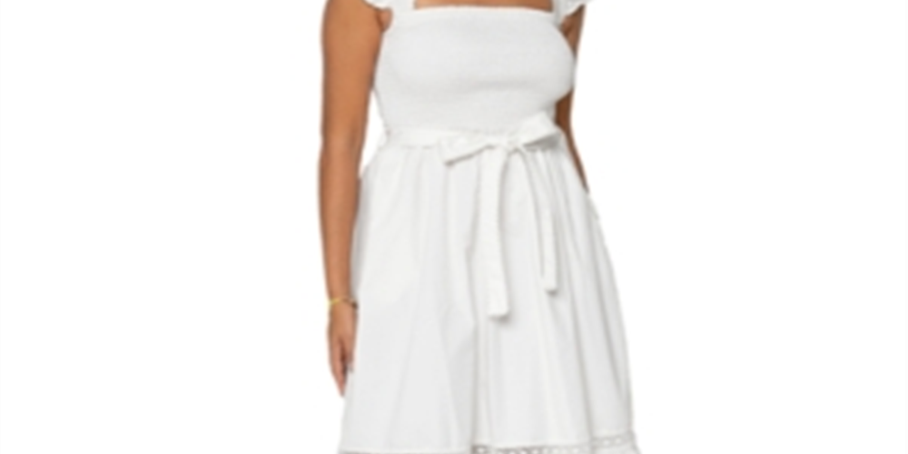Vestido midi de popeline com cinto Leota, branco, tamanho pequeno