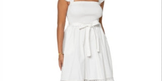 Leota Belted Poplin Midi Dress White Size Small