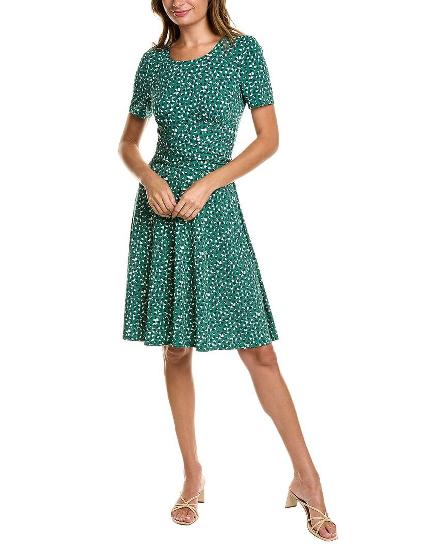 Vestido franzido com cinto Leota Brittany verde tamanho pequeno