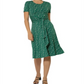 Vestido franzido com cinto Leota Brittany verde tamanho pequeno