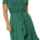 Vestido franzido com cinto Leota Brittany verde tamanho pequeno