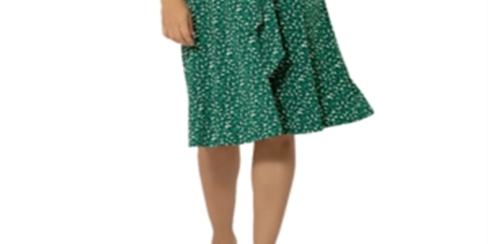 Vestido franzido com cinto Leota Brittany verde tamanho pequeno