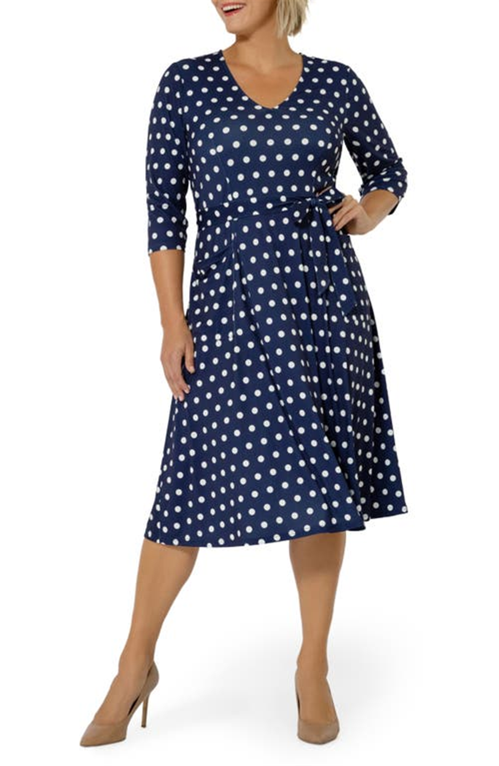 Vestido Eliza com cinto Leota feminino azul tamanho 3X