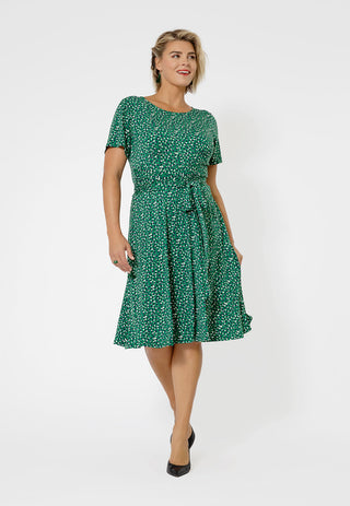 Vestido de malha Brittany de manga curta feminino Leota (curvo) verde
