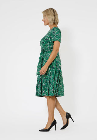 Vestido de malha Brittany de manga curta feminino Leota (curvo) verde