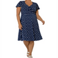 Vestido Leota Plus Estampado Floral Azul Tamanho 1X