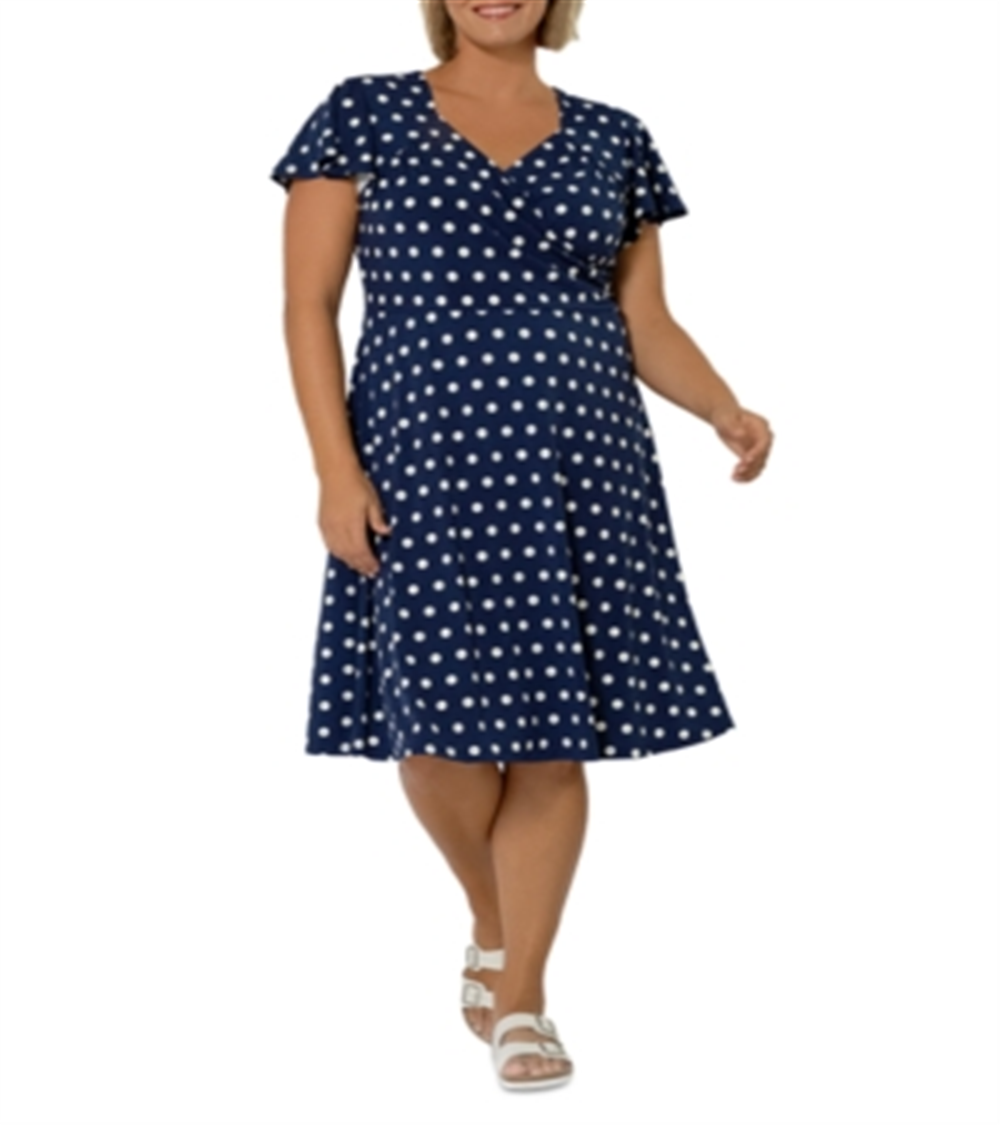 Vestido Leota Plus Estampado Floral Azul Tamanho 1X