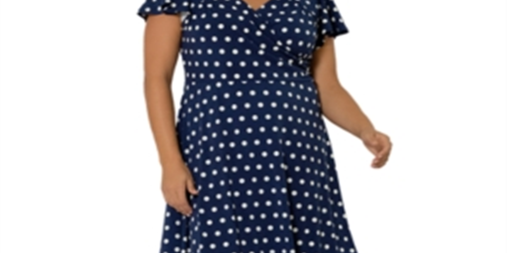 Vestido Leota Plus Estampado Floral Azul Tamanho 1X