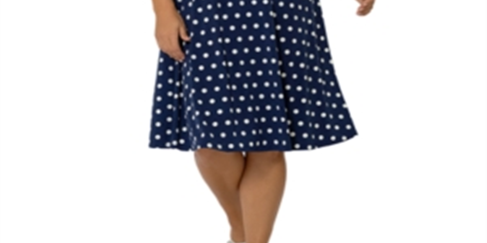 Vestido Leota Plus Estampado Floral Azul Tamanho 1X