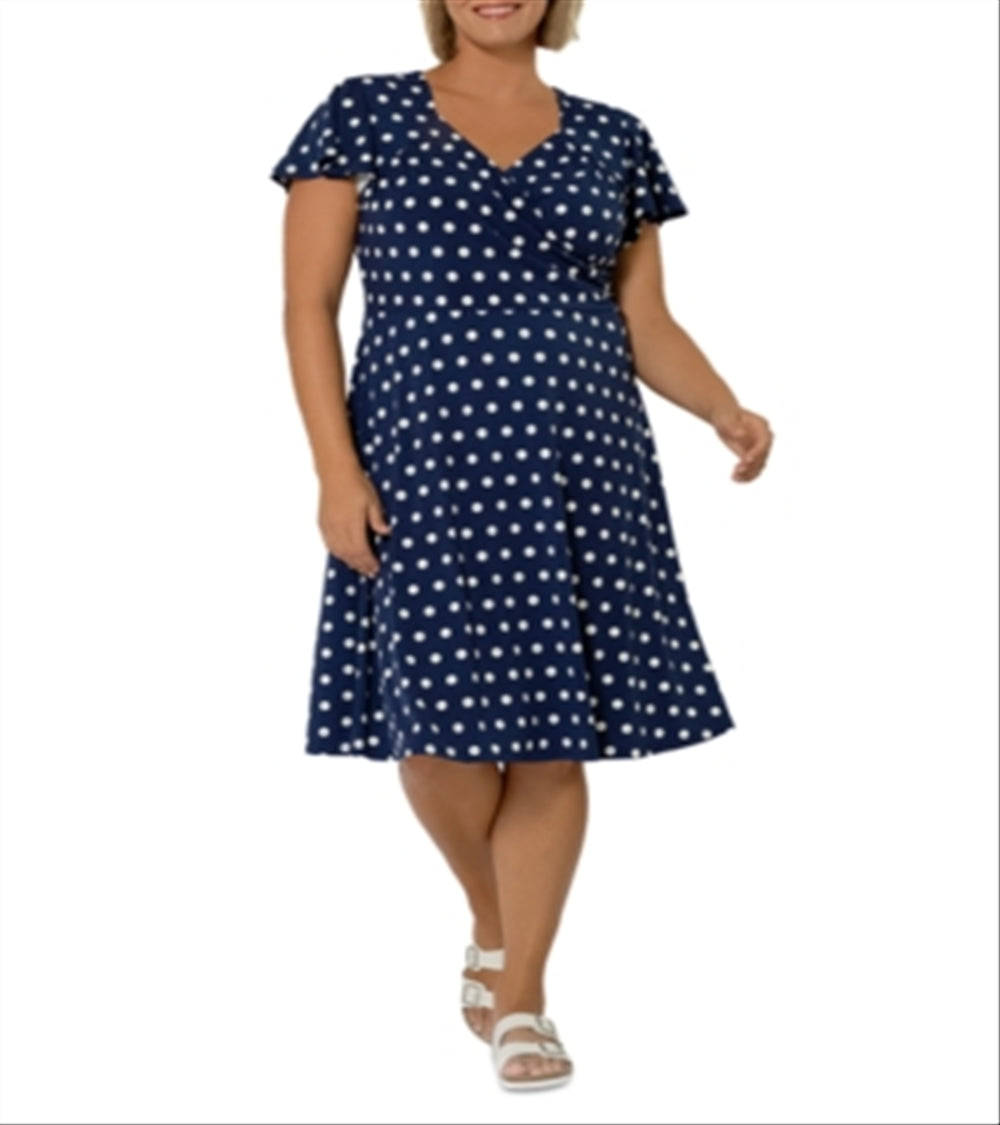 Vestido feminino Leota com estampa floral azul tamanho 2X