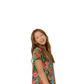 Vestido infantil Leota para meninas, fluido, com babados, serenity, verde, tamanho médio
